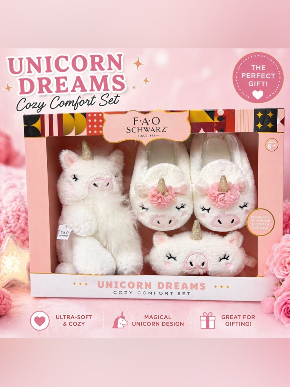 Unicorn Dreams Cozy Comfort Set - White & Pink